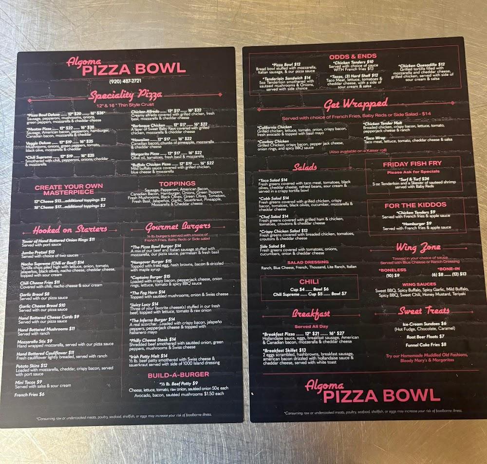 Algoma Pizza Bowl Menu image 1